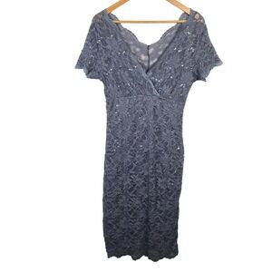 MARINA | Dresses | Marina Womens Scalloped Sequined Lace Sheath Dress In  Sage | Poshmark